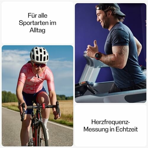 Cyclist and runner using heart rate monitors.